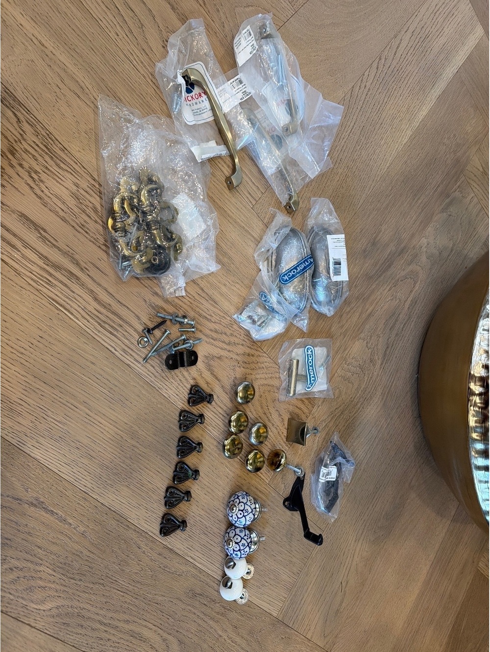 Assorted decorative handles and knobs for furniture